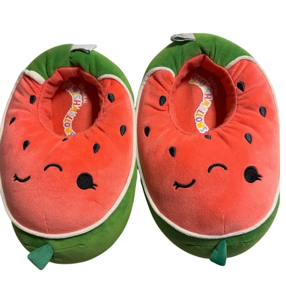 Kids Squishmallows Watermelon Slippers Size 5-6 Girls Soft Plush Slippers!